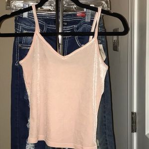 The Garage XS Velvet Cream Pink Tank Top